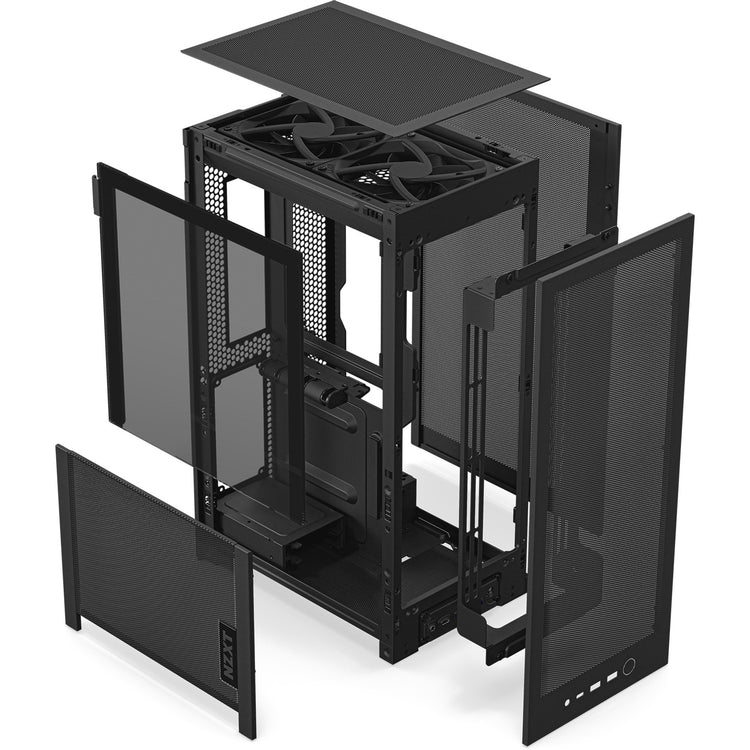 Nzxt h2 flow mini tower behuizing (zwart | 2x usb-a | 1x usb-c | tempered glass)
