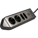 Brennenstuhl estilo hoekstekkerdoos 4-voudig stekkerdoos (zwart roestvrij staal, 2x usb) - afbeelding 1