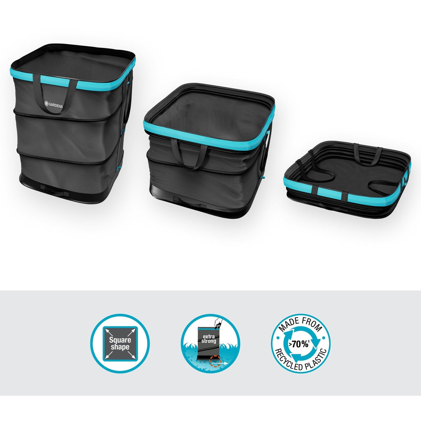 Gardena tuinafvalzak pop-up rechthoekig, maat l (zwart turquoise, tot 220 liter)