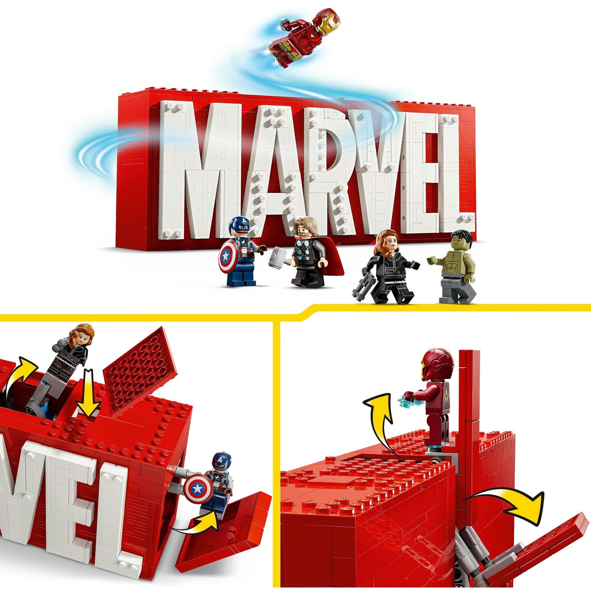 Lego super heroes 76313 marvel logo en minifiguren