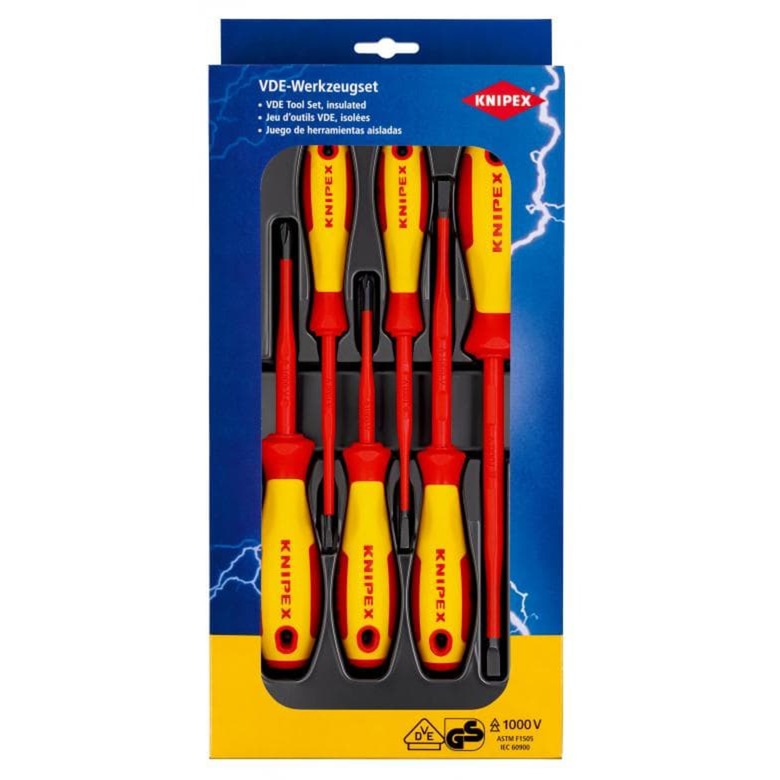 Knipex schroevendraaierset 00 20 12 v02 vde (rood geel, 6-delig)