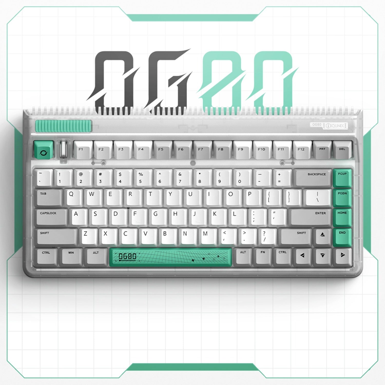 Iqunix og80 wormhole wireless mechanical keyboard (grijs, us lay-out (qwerty), cherry mx brown, 80% (tkl), rgb leds, hot-swappable, pbt, 2.4ghz | bluetooth 5.1 | usb-c)
