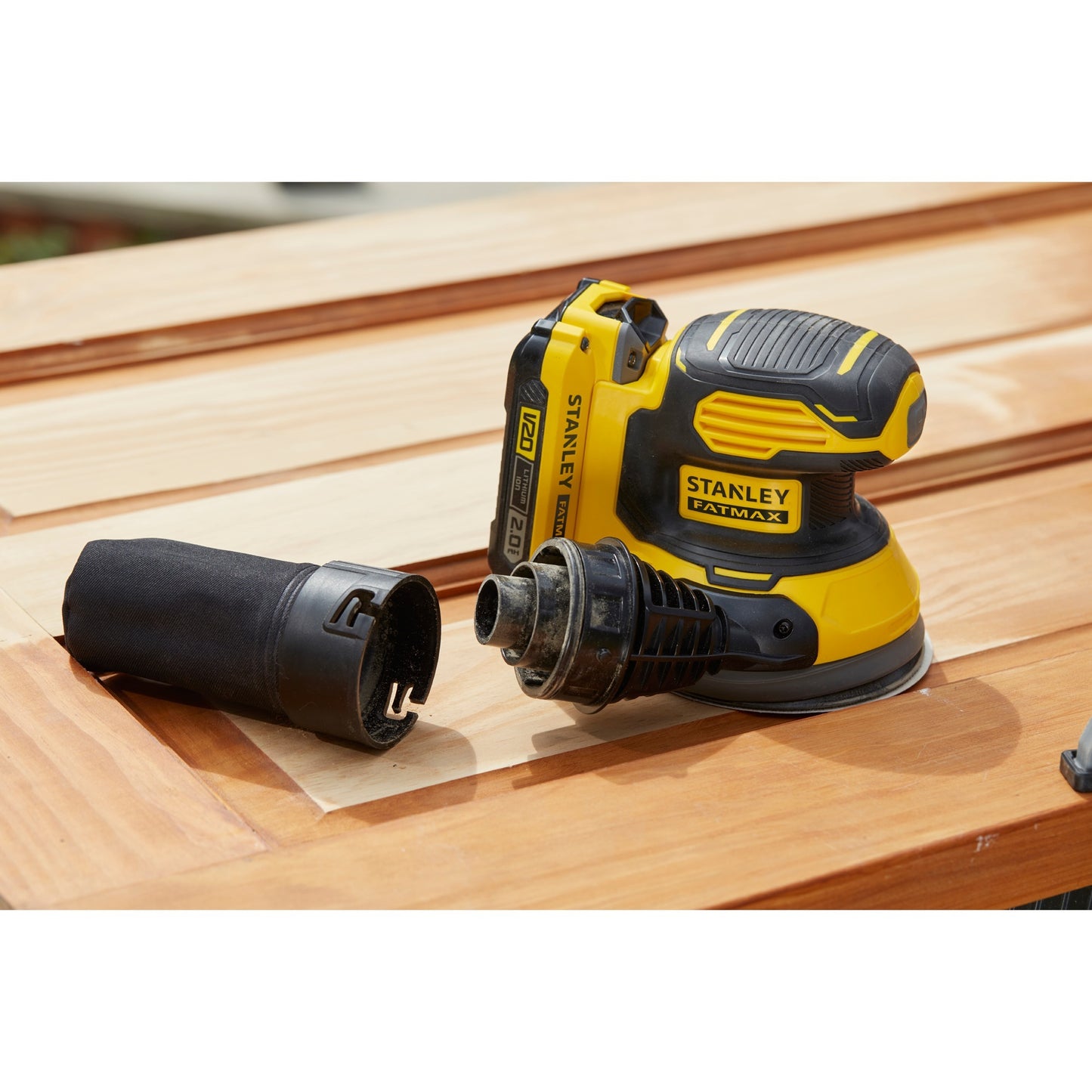 Stanley sfmcw220d1s fatmax® v20 accu excentrische schuurmachine 18v 2.0ah in tas