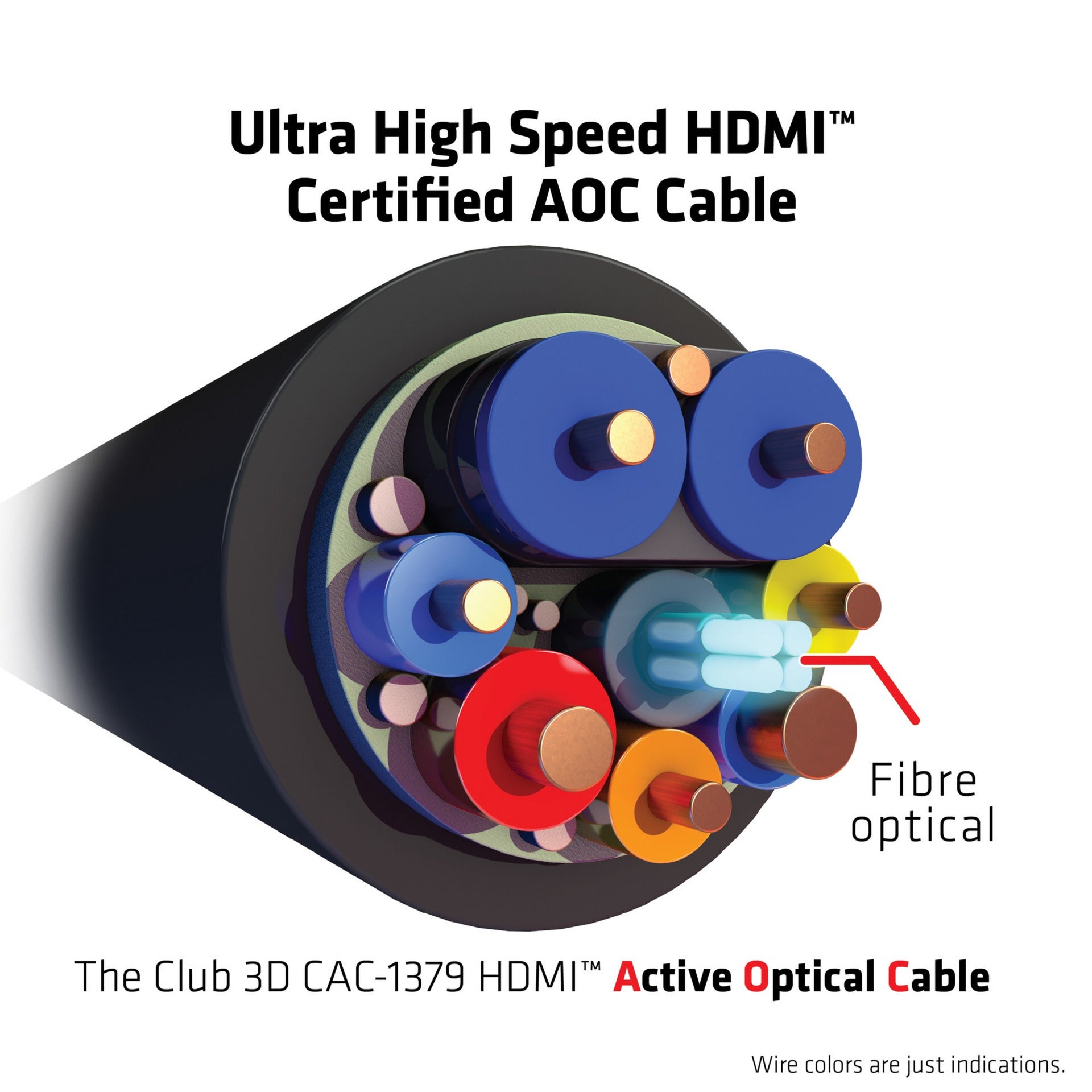 Club 3d ultra high speed aoc hdmi 2.1 gecertificeerde unidirectioneel kabel male-male (zwart, 20 meter, 4k 120hz, 8k 60hz, 48gbps)