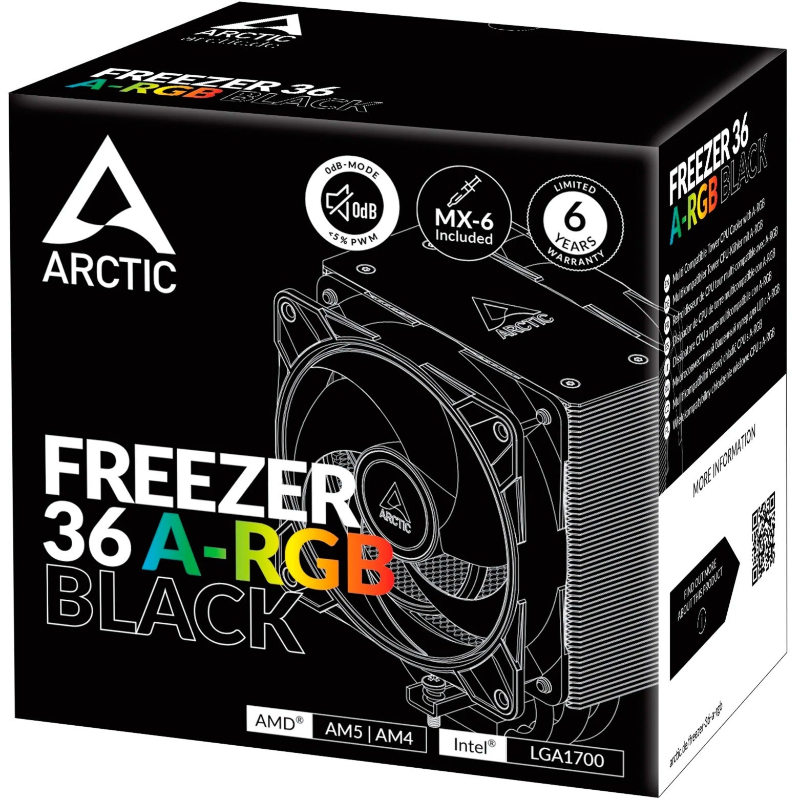 Arctic freezer 36 a-rgb cpu-koeler (zwart, 4-pin pwm)