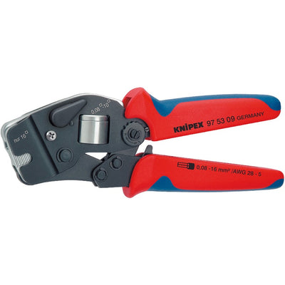 Knipex zelfinstellende krimptang met voorinvoering 975309 (vierkant-krimp automatisch, met openingsveer)