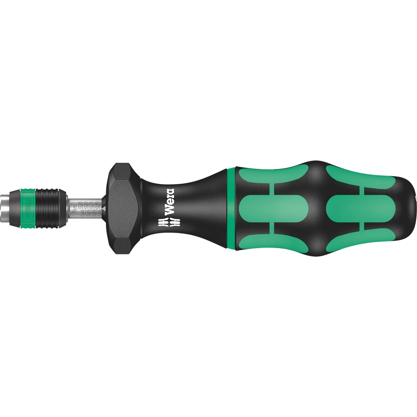 Wera serie 7400 kraftform instelbare momentschroevendraaier draaimomentsleutel (zwart groen, 0.3 tot 1.2 nm, met rapidaptor snelwisselhouder)