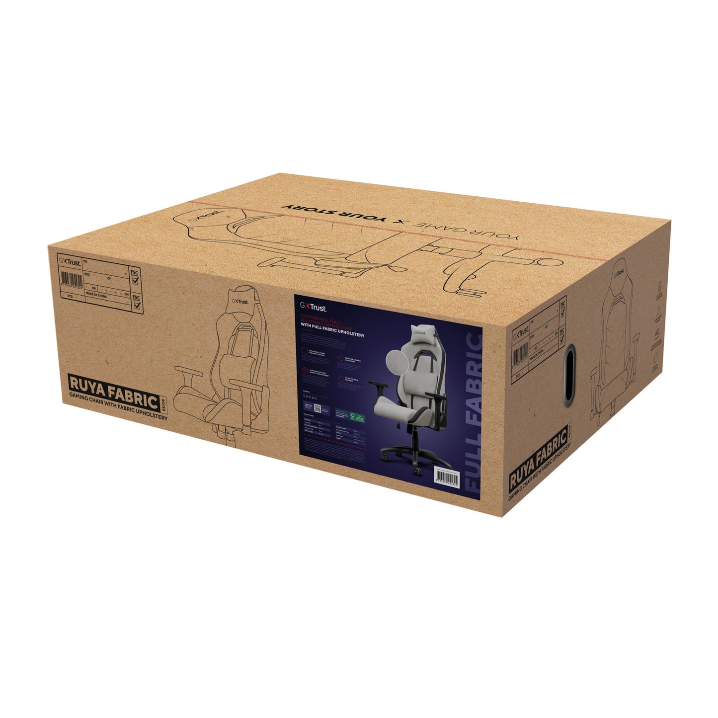 Trust gxt 723 ruya comfortabele stoffen gaming stoel
