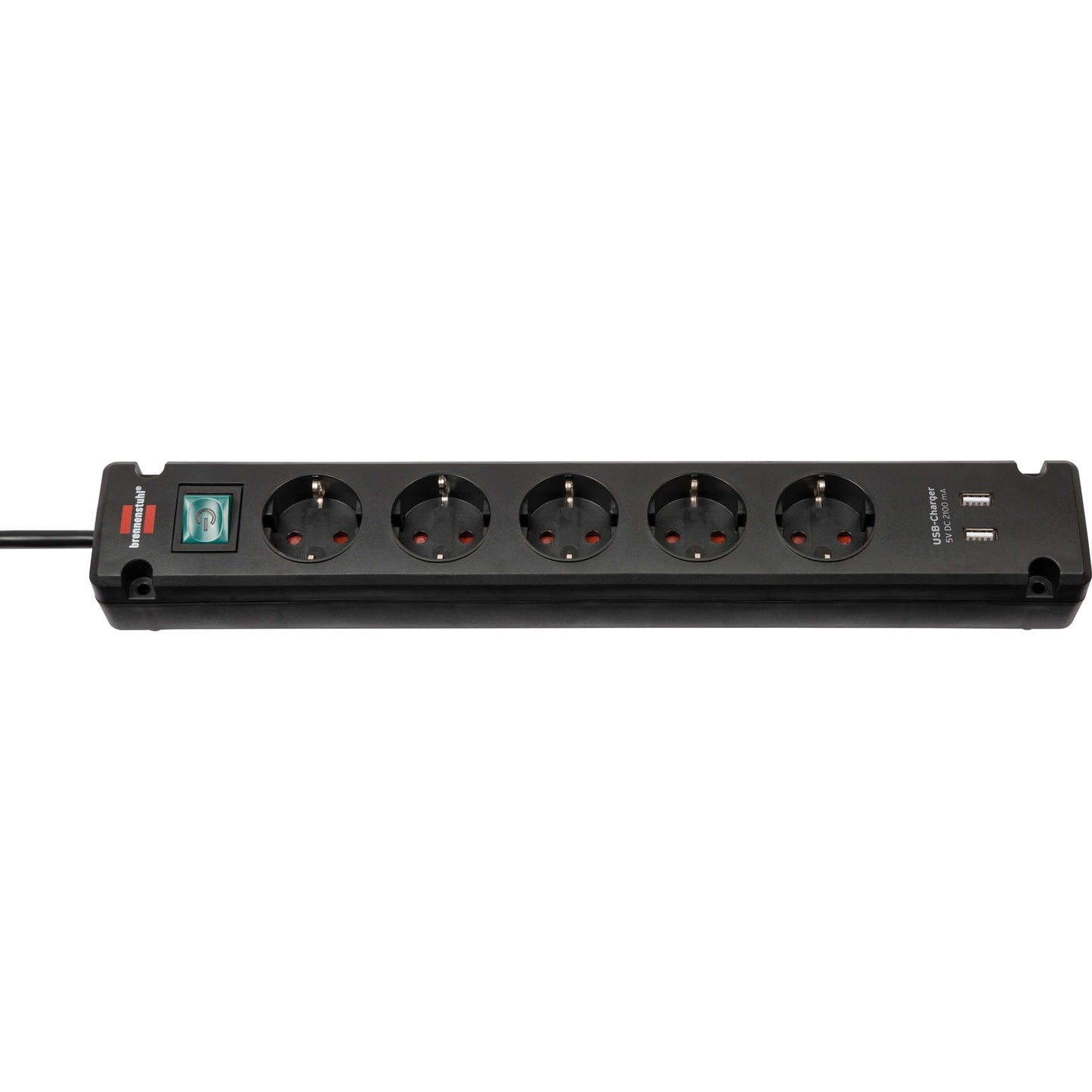 Brennenstuhl bremounta stekkerdoos 5-voudig stekkerdoos (zwart, 2x usb)