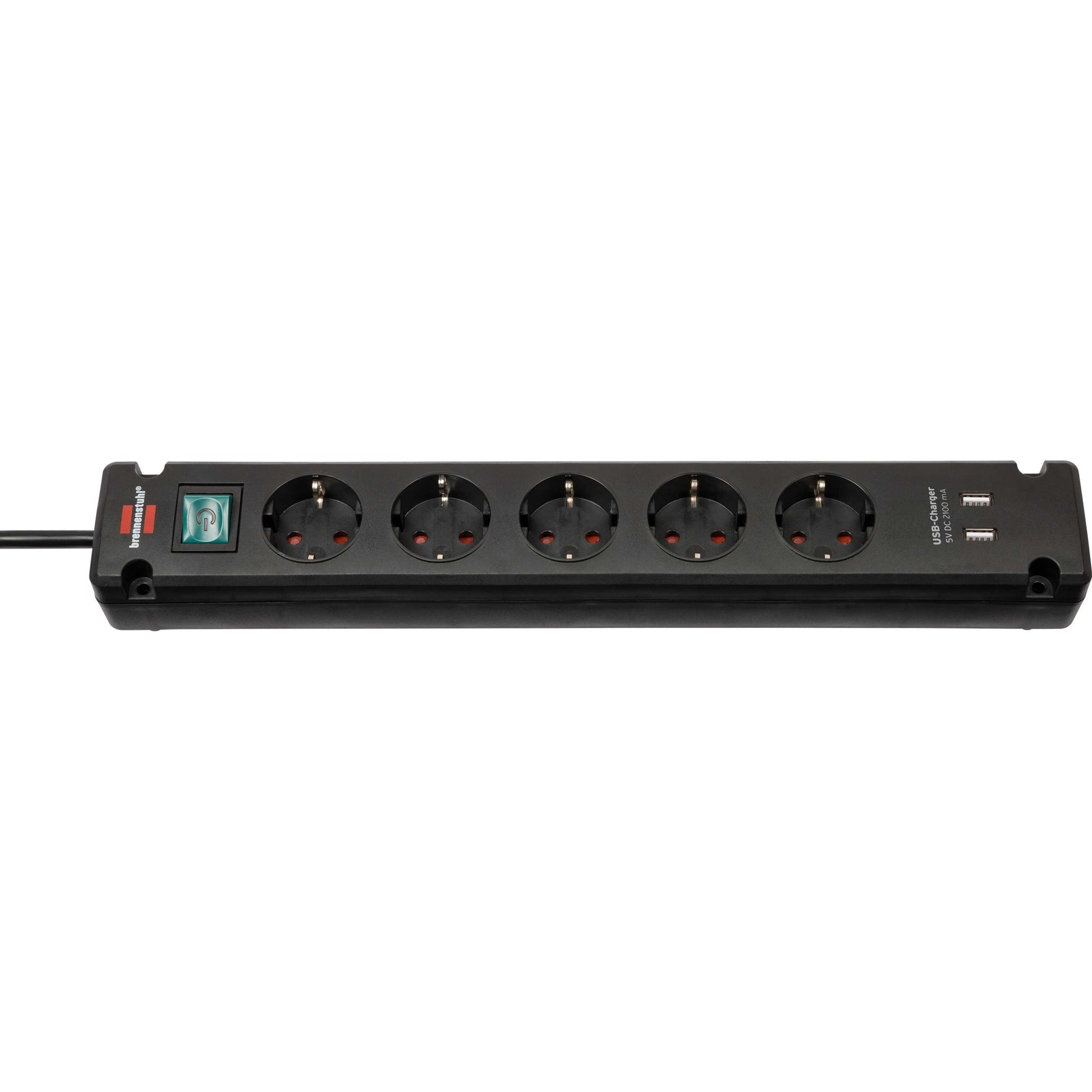 Brennenstuhl bremounta stekkerdoos 5-voudig stekkerdoos (zwart, 2x usb)