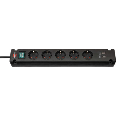 Brennenstuhl bremounta stekkerdoos 5-voudig stekkerdoos (zwart, 2x usb)