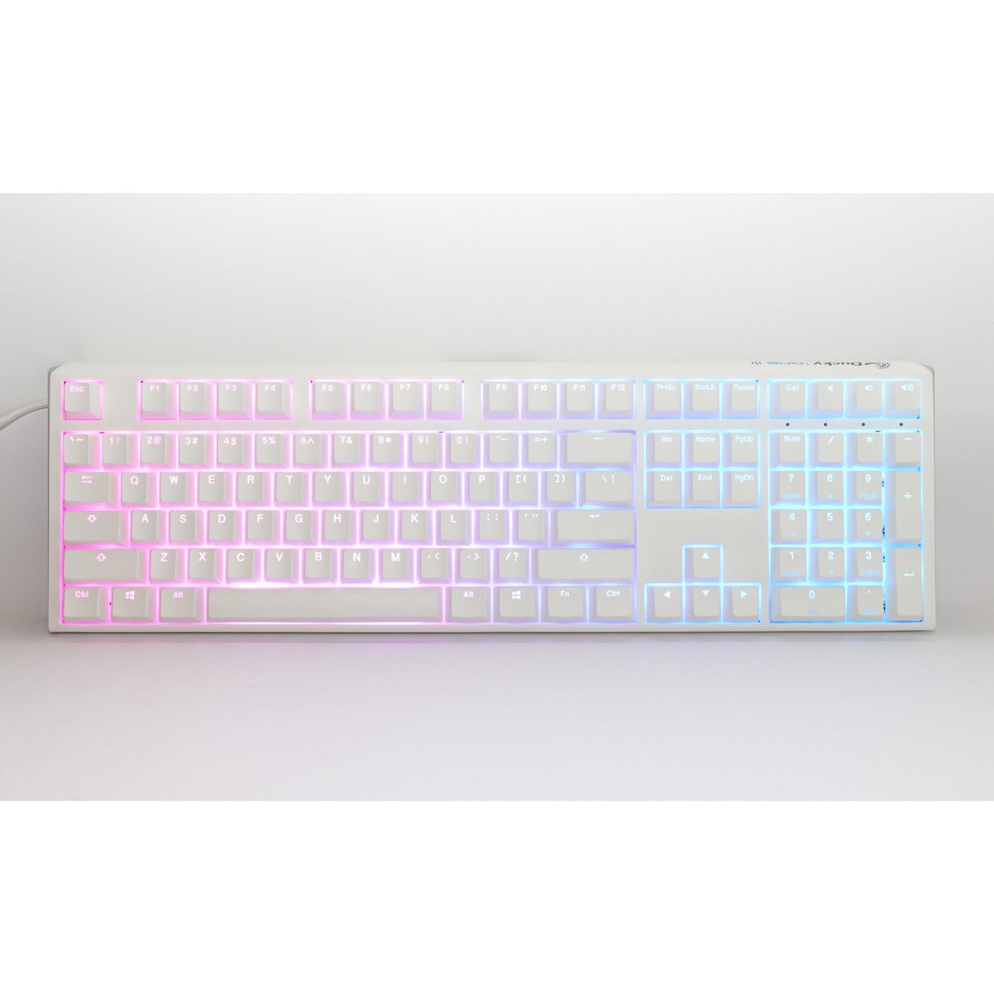 Ducky one 3 classic pure white rgb mechanisch toetsenbord (wit, us lay-out (qwerty), cherry mx silent red, 100%, rgb led, double-shot pbt, hot-swappable, quack mechanics)