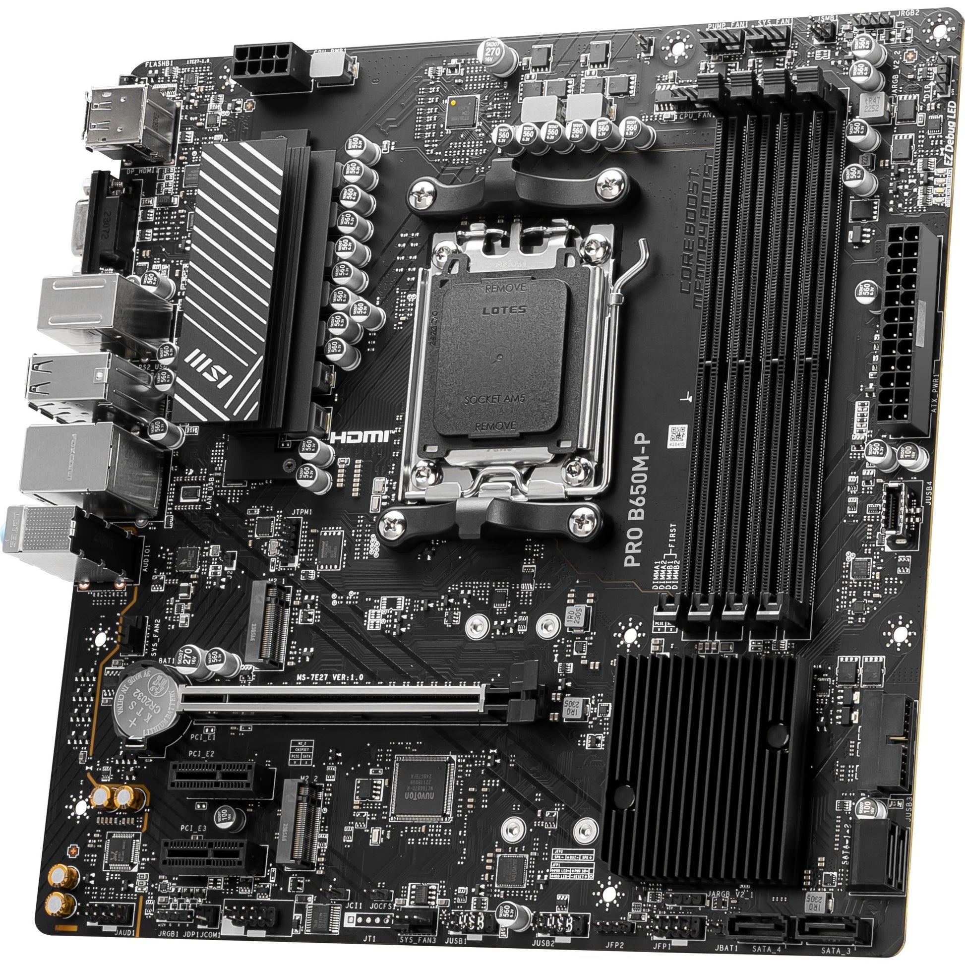 Msi pro b650m-p socket am5 moederbord (zwart, raid, 2.5 gb-lan, sound, µatx)