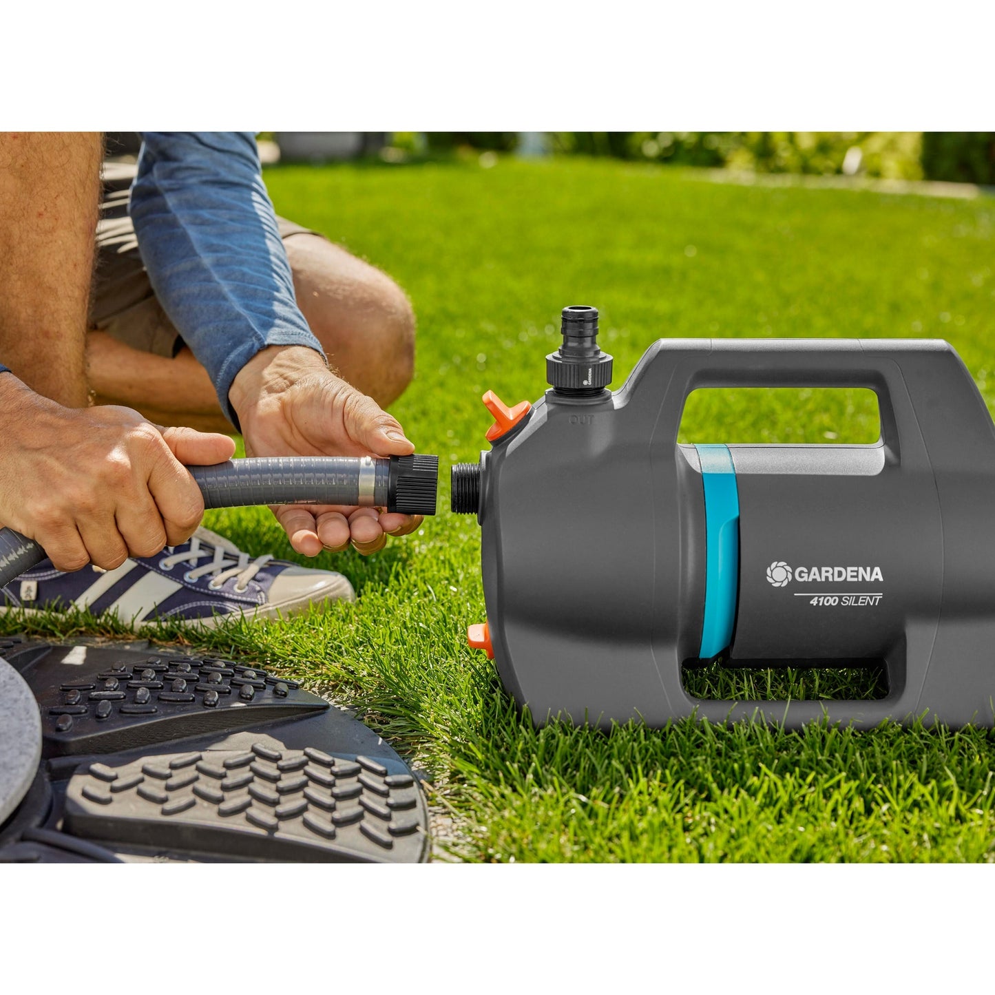 Gardena besproeiingspomp 4100 silent (donkergrijs turquoise, 550 watt)