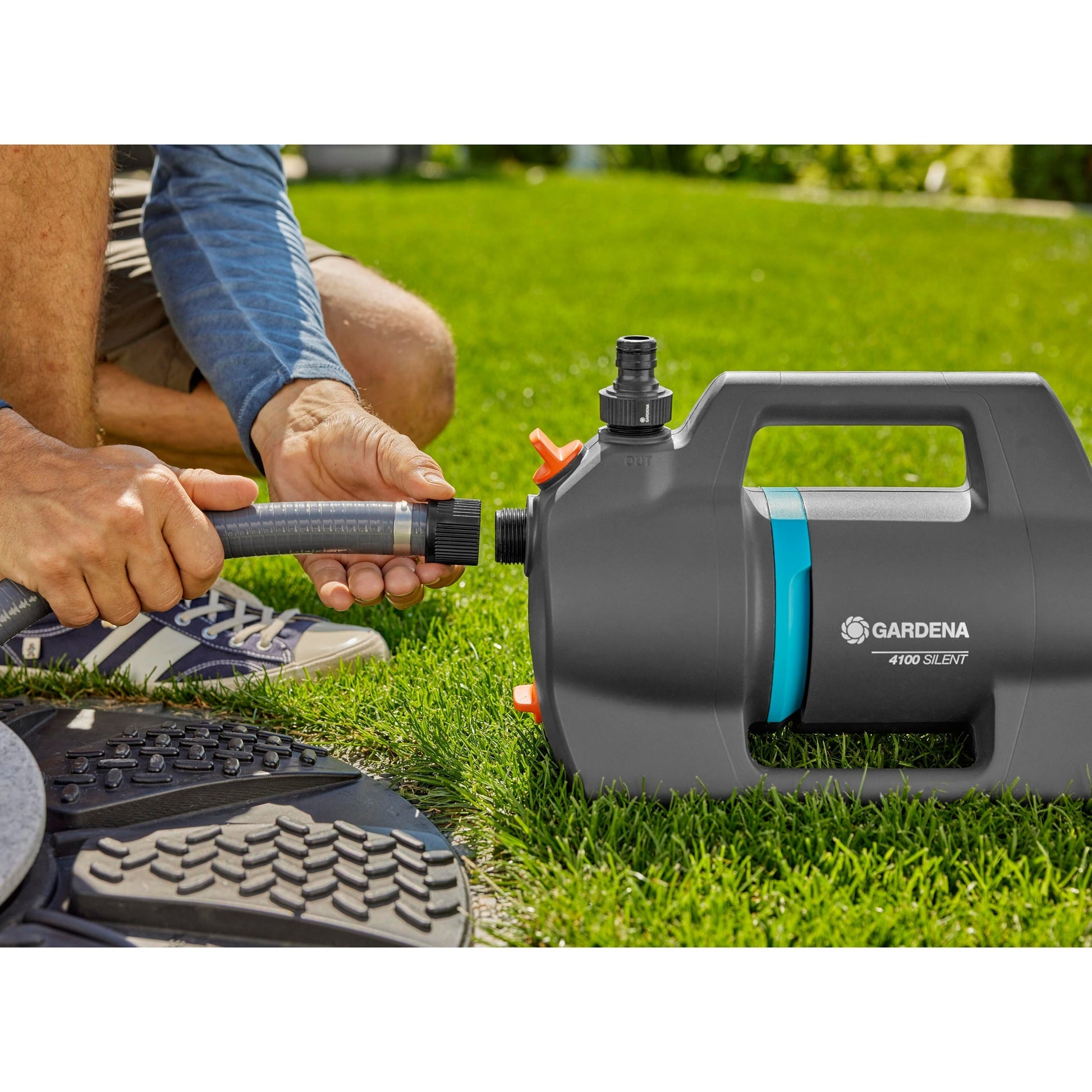 Gardena besproeiingspomp 4100 silent (donkergrijs turquoise, 550 watt)