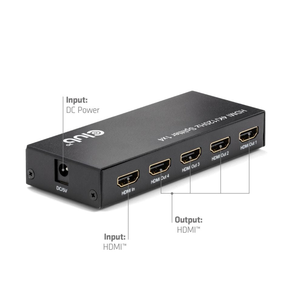 Club 3d hdmi splitter 1x > 4x hdmi 4k 120hz (zwart)