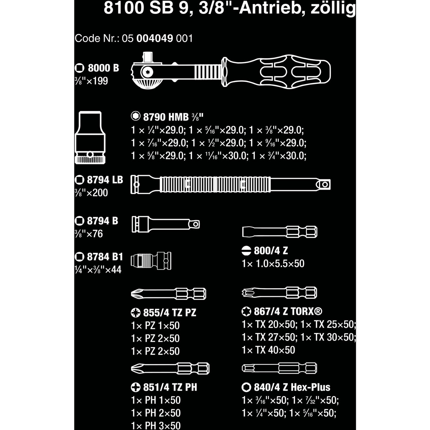 Wera 8100 sb 9 zyklop speed ratelset gereedschapsset (zwart groen, 29-delig, speedratel met draaibare kop)