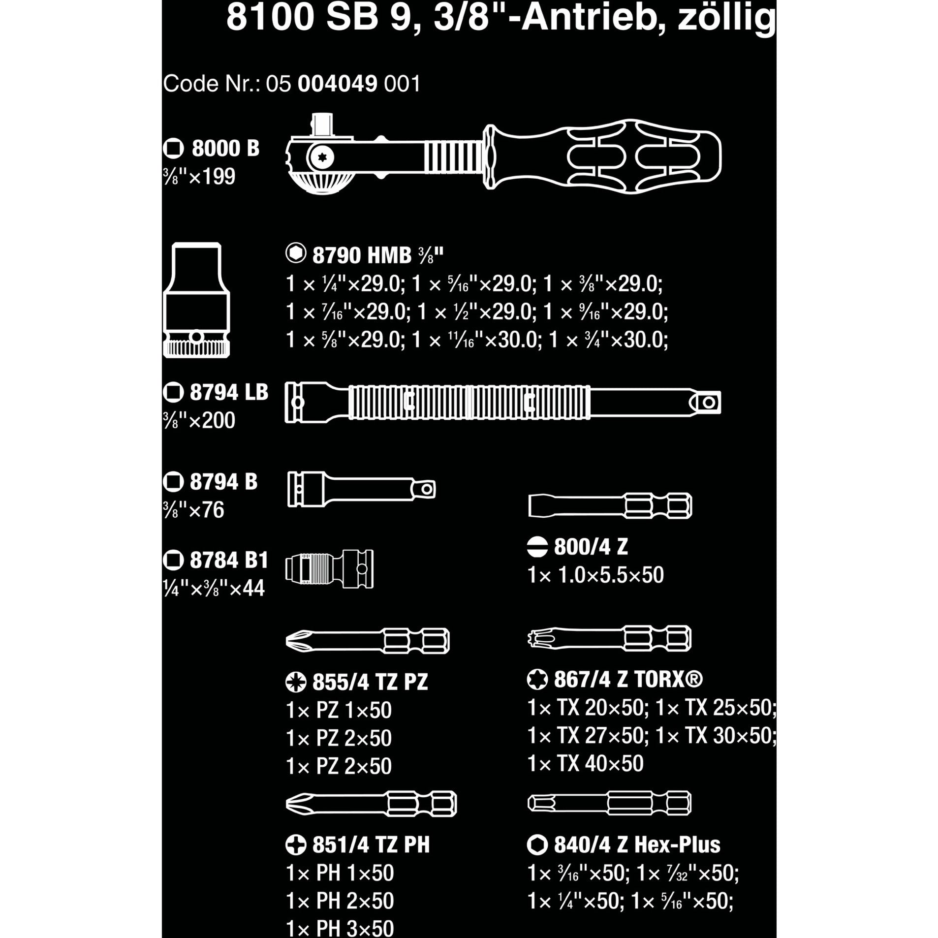 Wera 8100 sb 9 zyklop speed ratelset gereedschapsset (zwart groen, 29-delig, speedratel met draaibare kop)