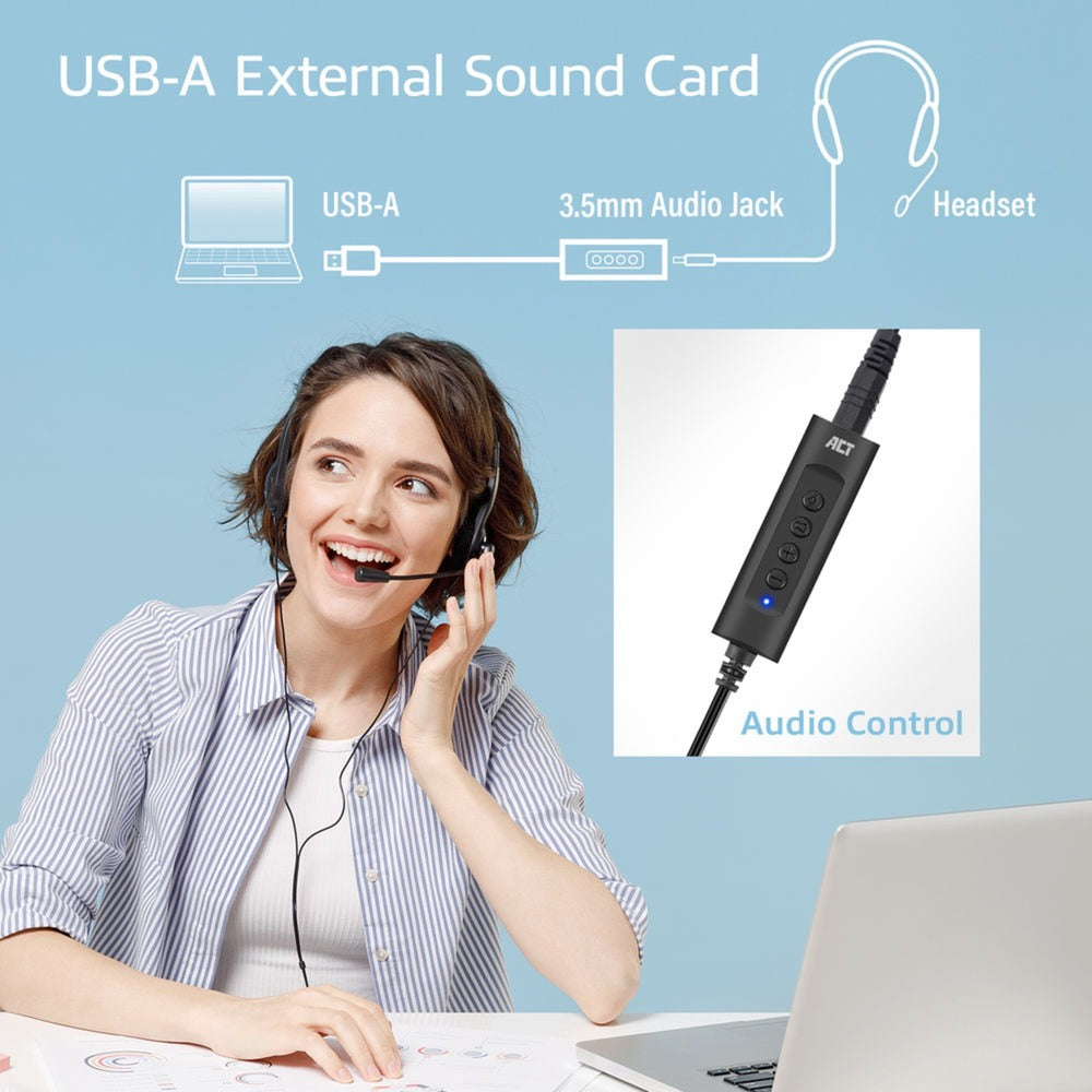 Act connectivity usb-a externe geluidskaart (zwart)