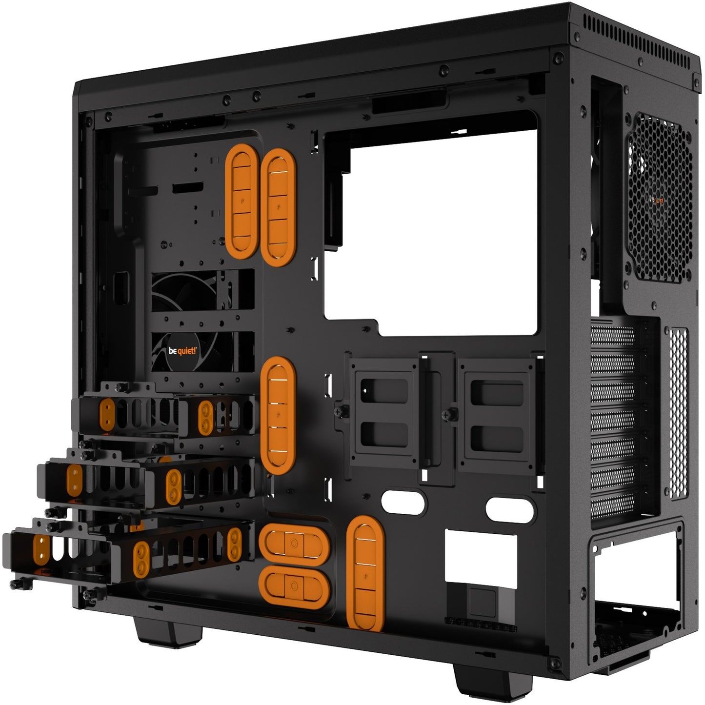 Be quiet! pure base 600 window midi tower behuizing (zwart oranje | 2x usb-a | tempered glass)
