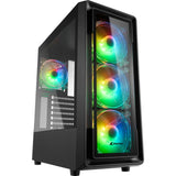 Sharkoon tk4 rgb midi tower behuizing (zwart | 4x usb-a | rgb | tempered glass) - afbeelding 1
