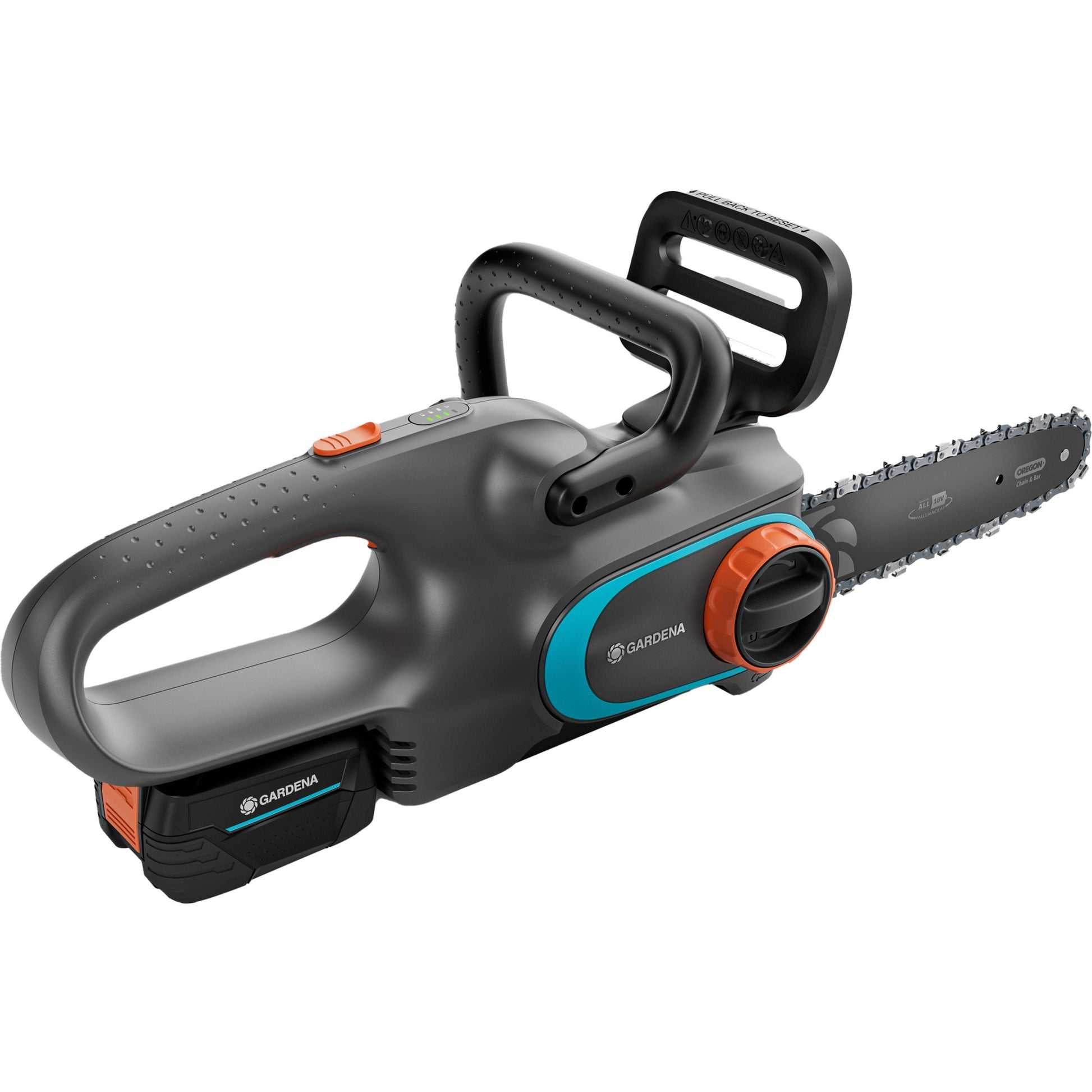 Gardena accukettingzaag powersaw 250 18v (grijs turquoise, accu en oplader inbegrepen, power for all alliance)