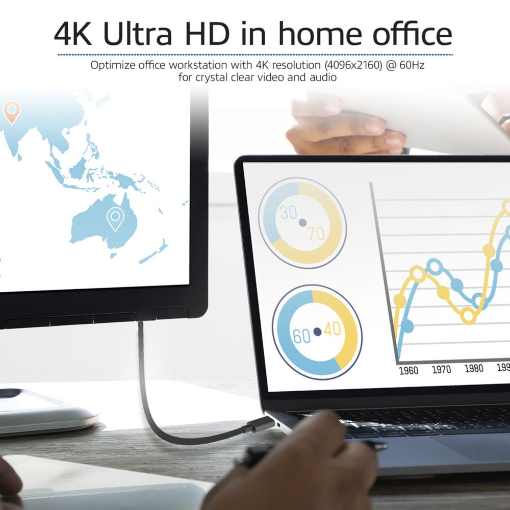 Act connectivity usb-c naar displayport kabel (zwart, 2 meter, ac7325, 60hz 4k (2160p))