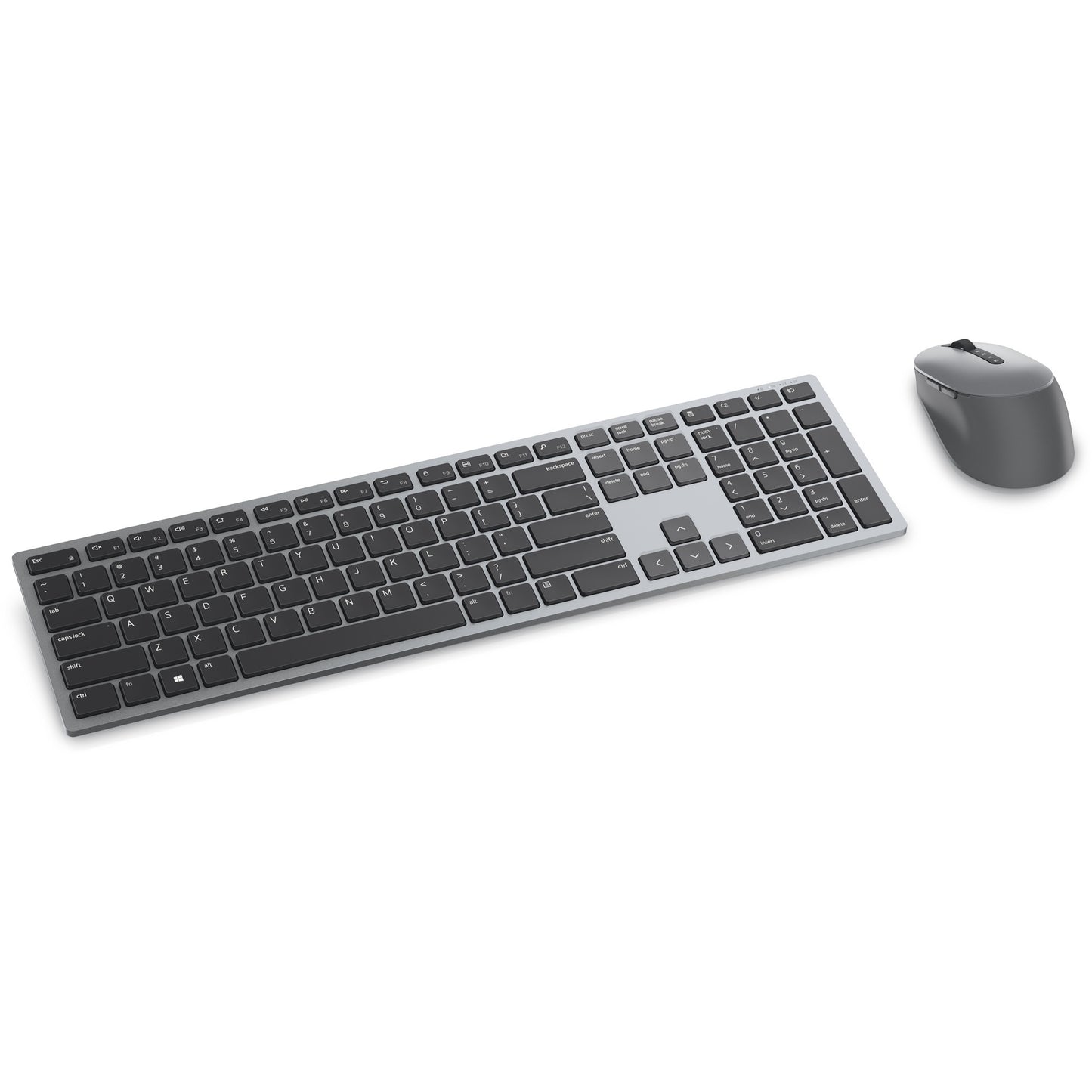 Dell premier multi-device draadloos toetsenbord en draadloze muis - km7321w desktopset (grijs, us lay-out (qwerty), 100%, bluetooth 5.0, dpi:1000 - 4000)
