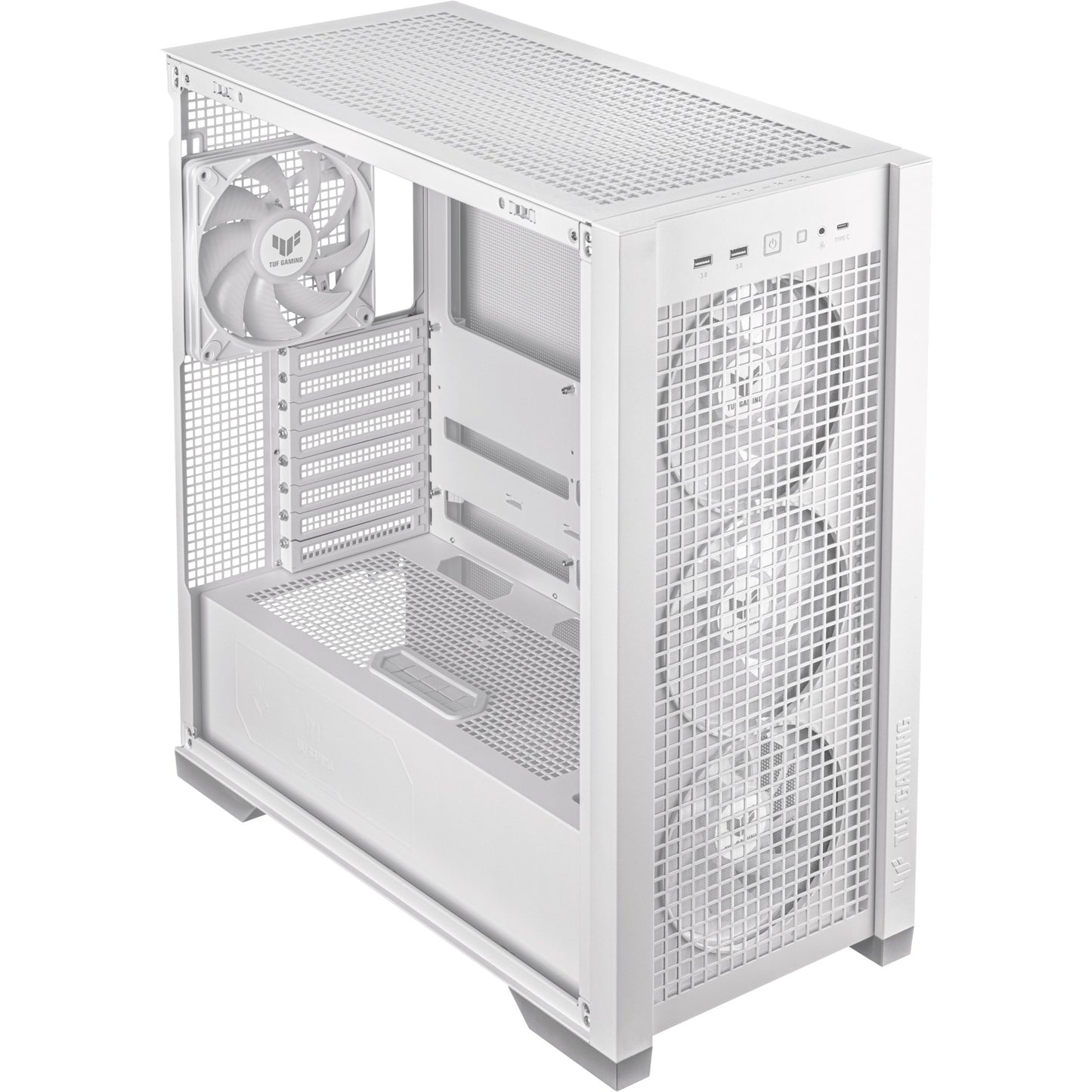Asus tuf gaming gt302 argb midi tower behuizing (wit | 2x usb-a | 1x usb-c | rgb | tempered glass)