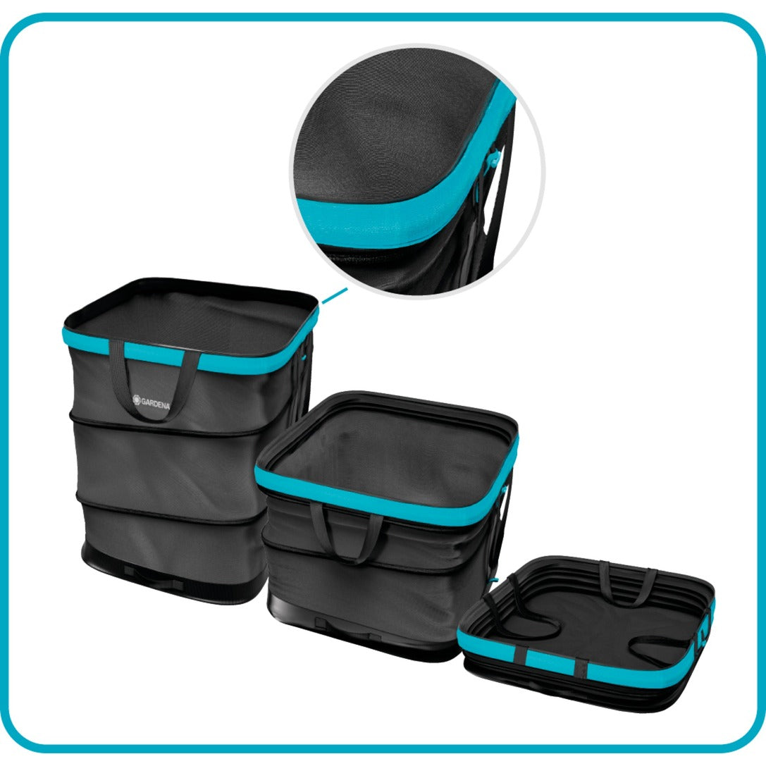 Gardena tuinafvalzak pop-up rechthoekig, maat l (zwart turquoise, tot 220 liter)