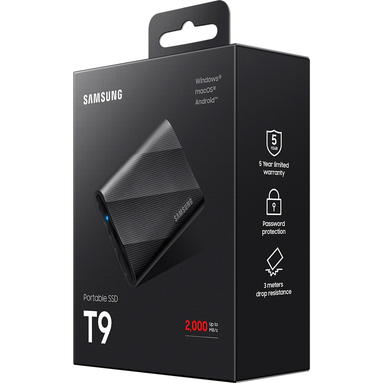 Samsung portable t9 1 tb externe ssd (zwart, mu-pg1t0b eu, usb-c 3.2 (20 gbit s))