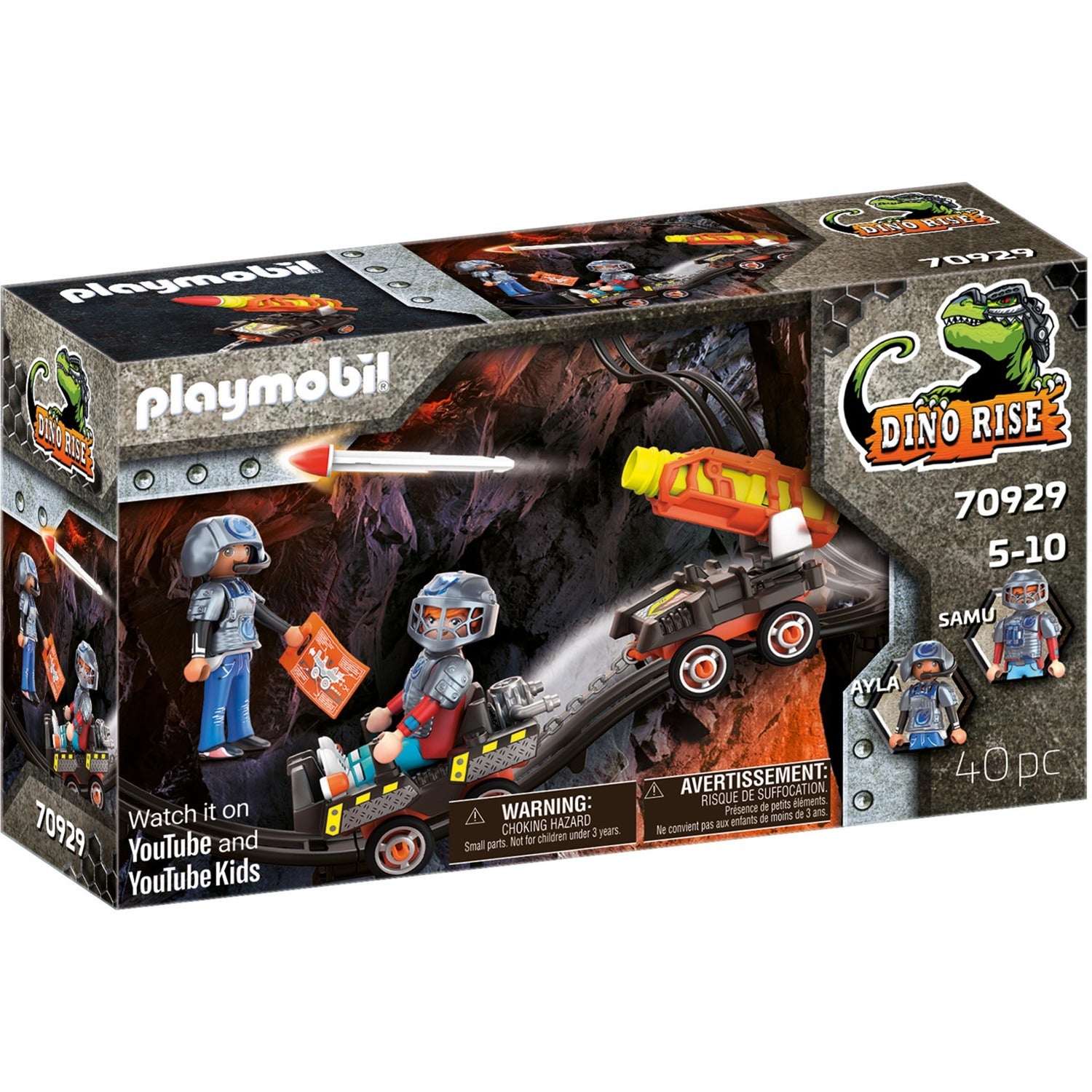 Playmobil dino rise - dino mine raket kart constructiespeelgoed (70929)