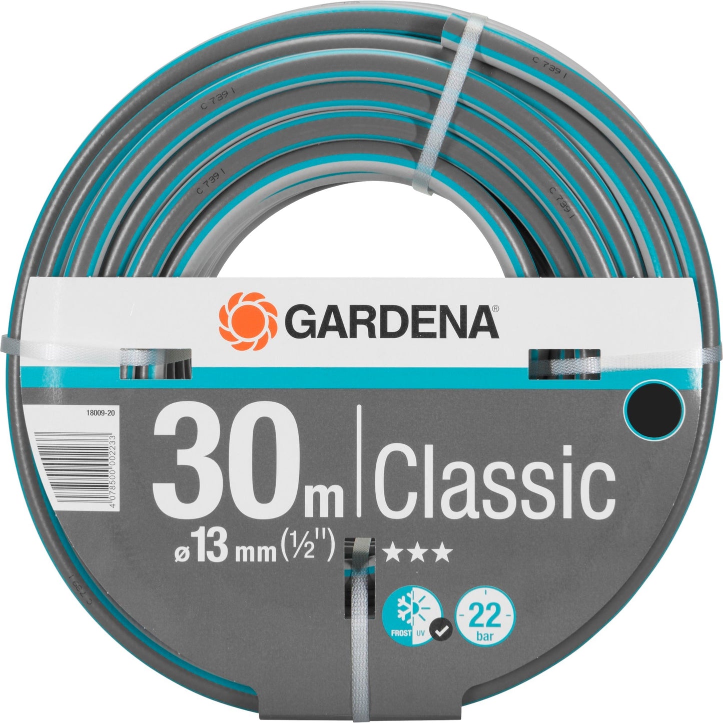 Gardena classic slang 13 mm (1 2 ) (grijs turquoise, 18009-20, 30 m)