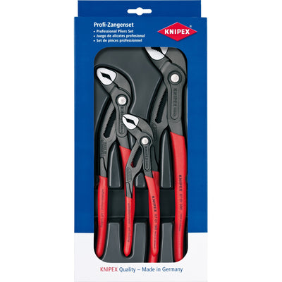 Knipex cobra waterpomptangenset werkplaats 3-delig instelling met druk op de knop, zelfklemmend effect, fijnafstelling
