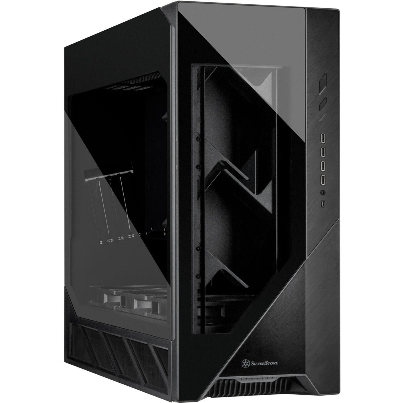 Silverstone alta f2 big tower behuizing (zwart | 4x usb-a | 1x usb-c | tempered glass)