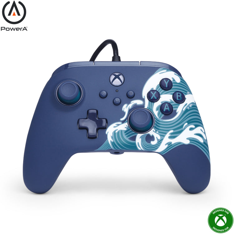 Powera advantage controller met kabel voor de xbox series x|s - watergolf (azuurblauw, xbox series x|s, xbox one, pc)