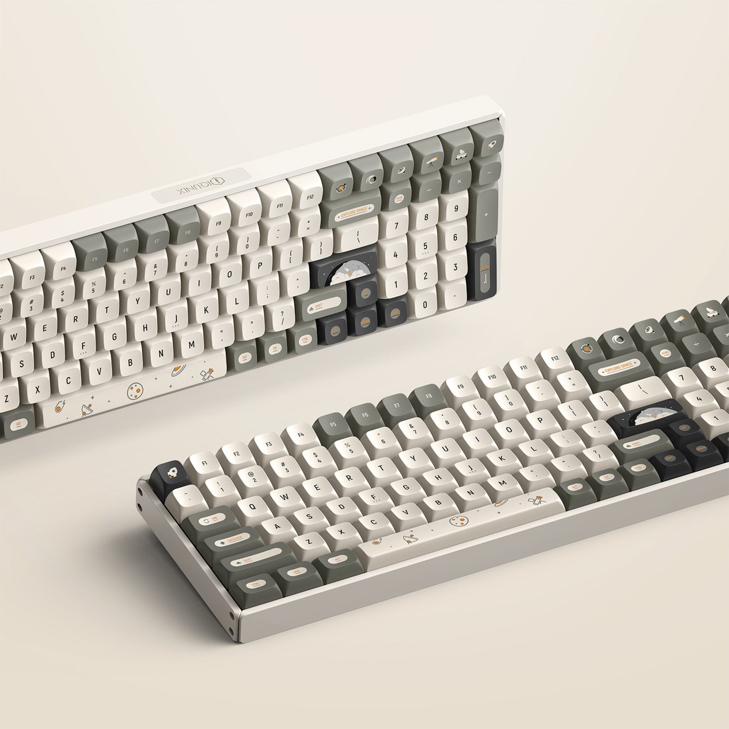 Iqunix f97 hitchhiker wireless mechanical keyboard (grijs, us lay-out (qwerty), cherry mx red, 96%, rgb leds, hot-swappable, pbt, 2.4ghz | bluetooth 5.1 | usb-c)