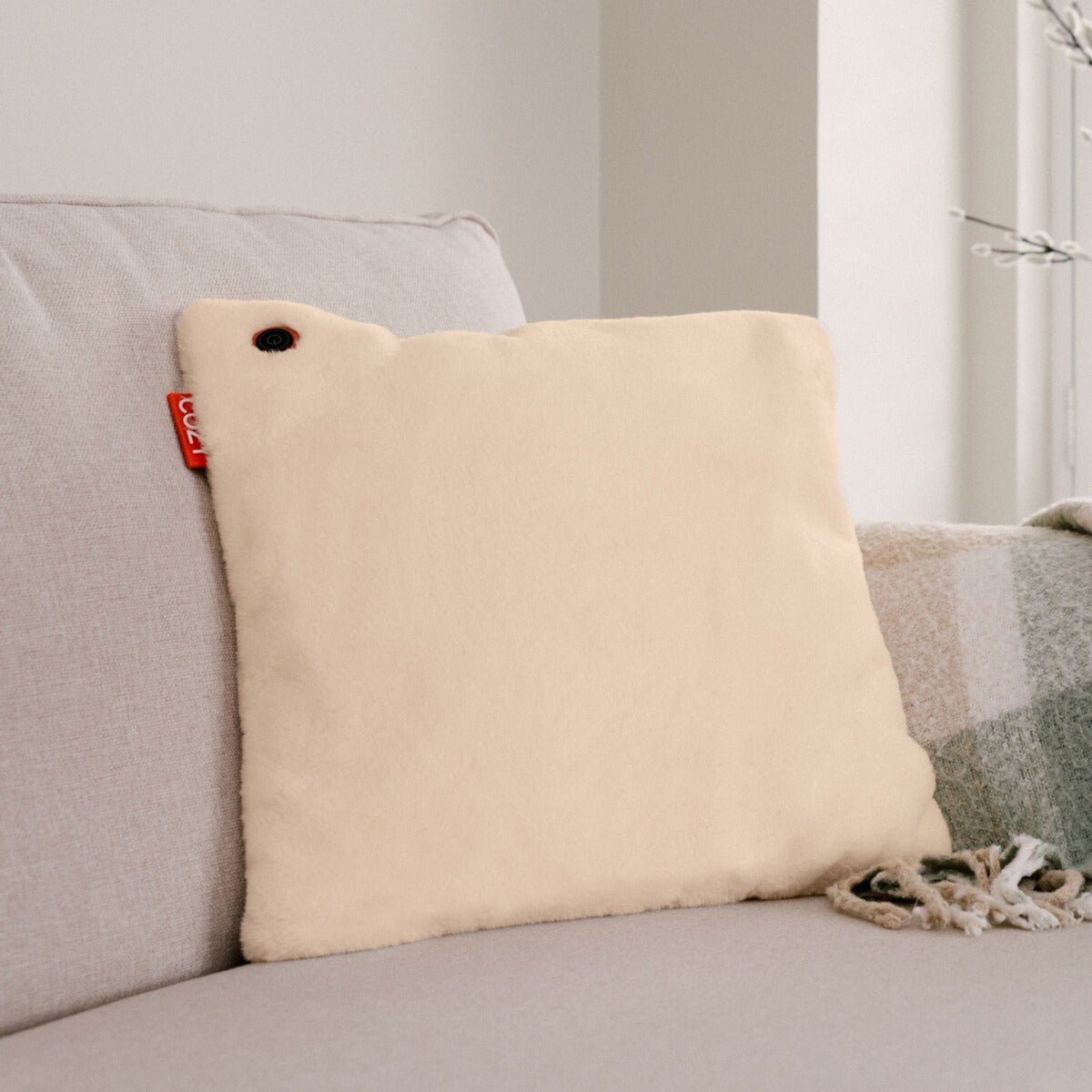 Cozy una teddy 45 x 45 cm draadloos warmtekussen (lichtbeige, powerbank 5000 mah)