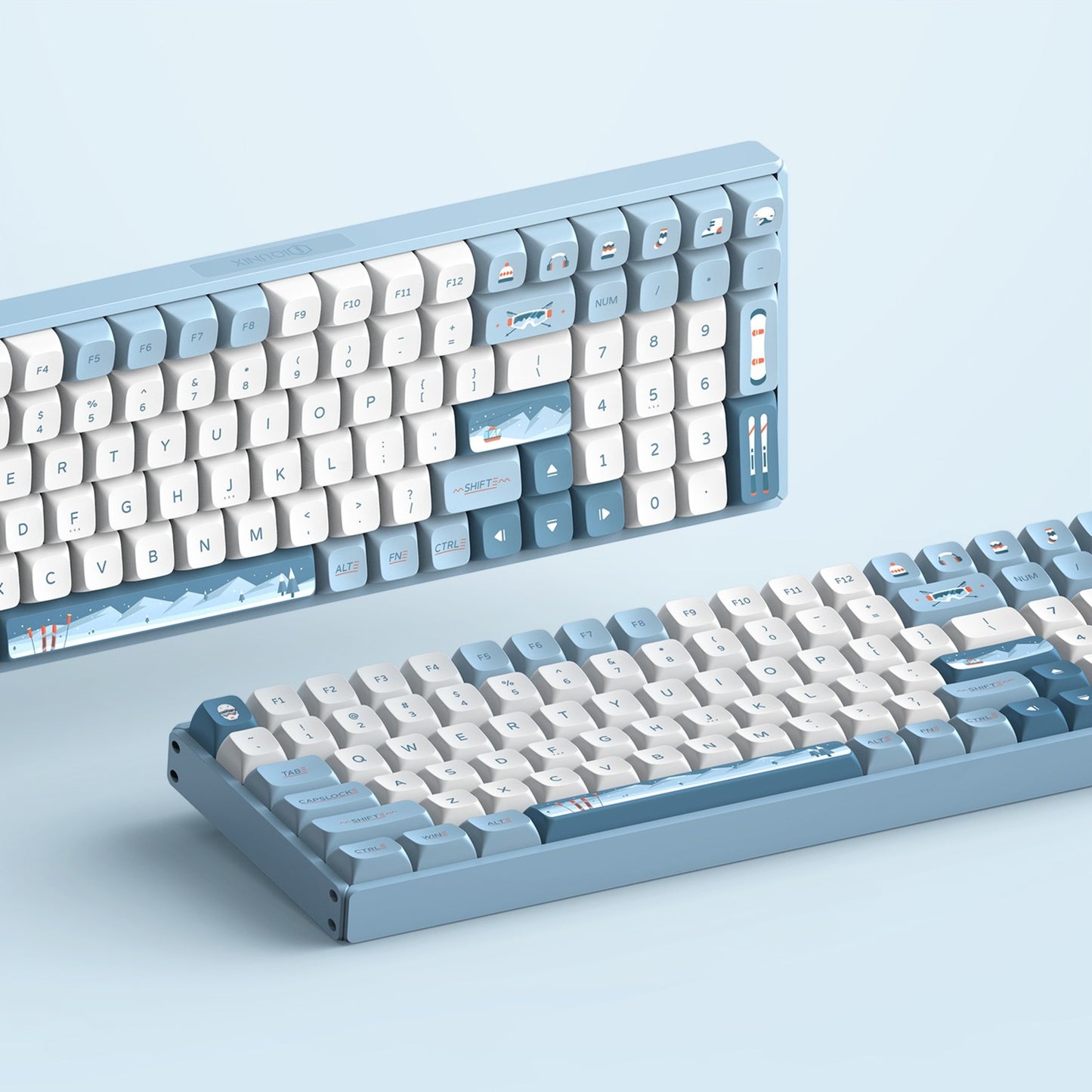 Iqunix f97 wintertide wireless mechanical keyboard (lichtblauw, us lay-out (qwerty), cherry mx brown, 96%, rgb leds, hot-swappable, pbt, 2.4ghz | bluetooth 5.1 | usb-c)