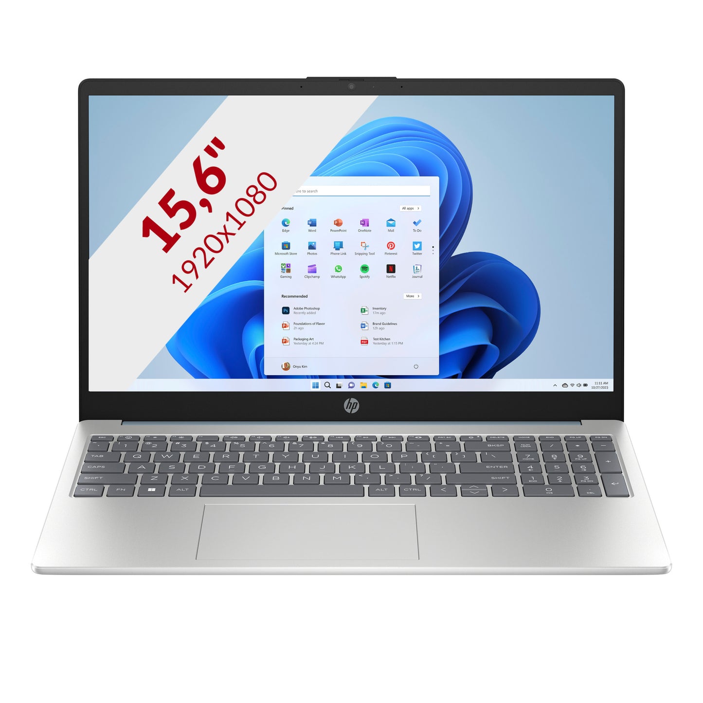 Hp 15-fd1251ndx 15.6 laptop (zilver blauw | core 5 120u | intel graphics | 8 gb | 512 gb ssd)