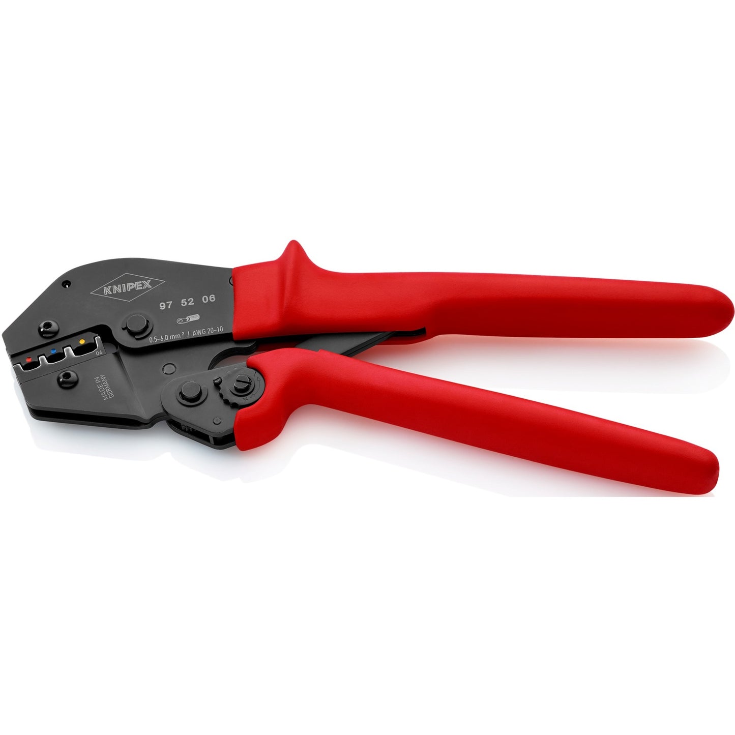 Knipex krimptang 97 52 06 (rood zwart, ovale krimp, openingsveer)