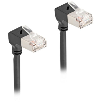 Delock rj45 network cable cat.6a s ftp slim 90° downwards downwards angled 1 m kabel (zwart)
