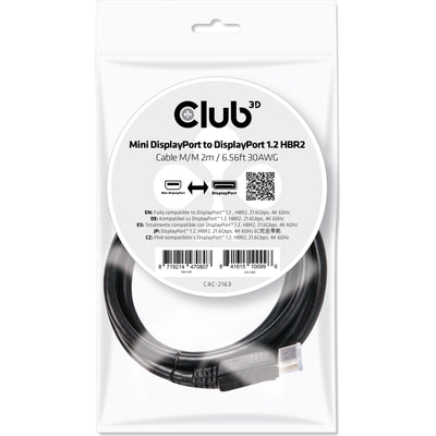Club 3d mini displayport - displayport 1.2 kabel (zwart, 2 meter)