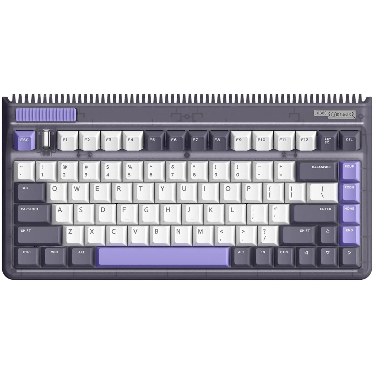 Iqunix og80 lavandin wireless mechanical keyboard (lavendel, us lay-out (qwerty), cherry mx brown, 80% (tkl), hot-swappable, pbt, 2.4ghz | bluetooth 5.1 | usb-c)