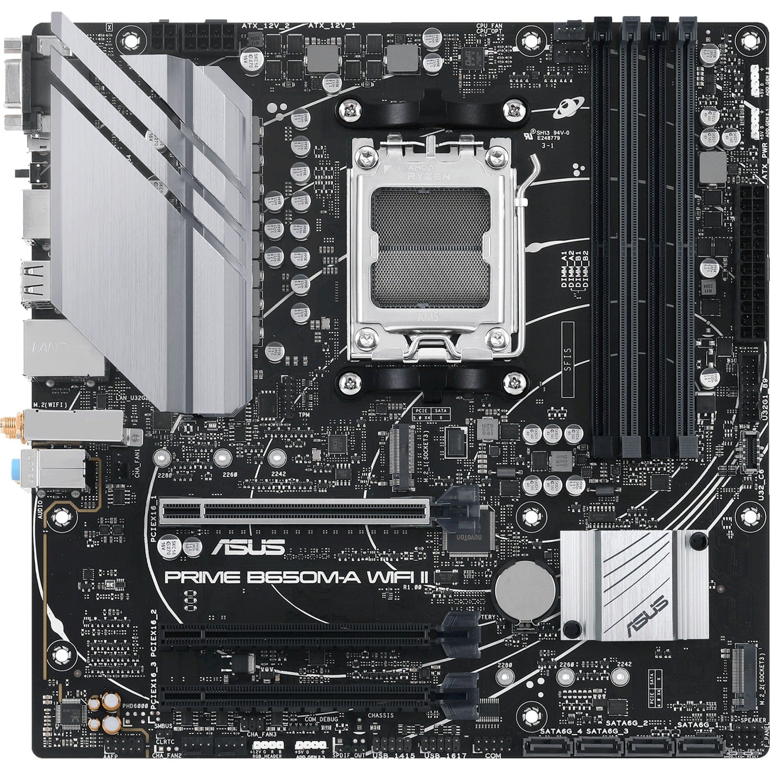 Asus prime b650m-a wifi ii socket am5 moederbord (zwart, raid, 2,5gb-lan, wlan, bt, sound, µatx)