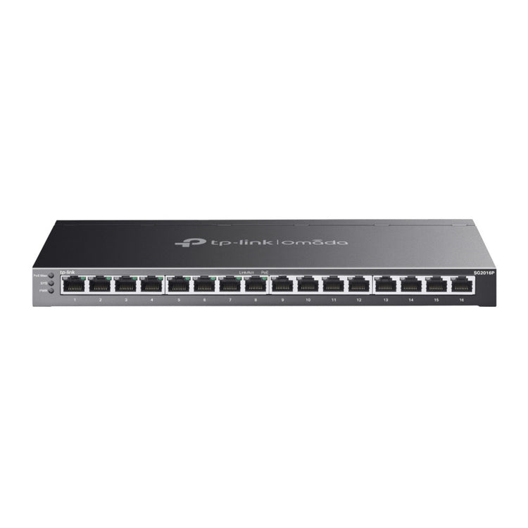 Tp-link omada sg2016p 16-poort gigabit smart switch (zwart, 8x poe+)