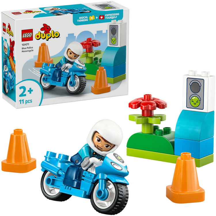 Lego duplo town - blauwe politiemotor educatief montessori speelgoed voor kinderen - 10471