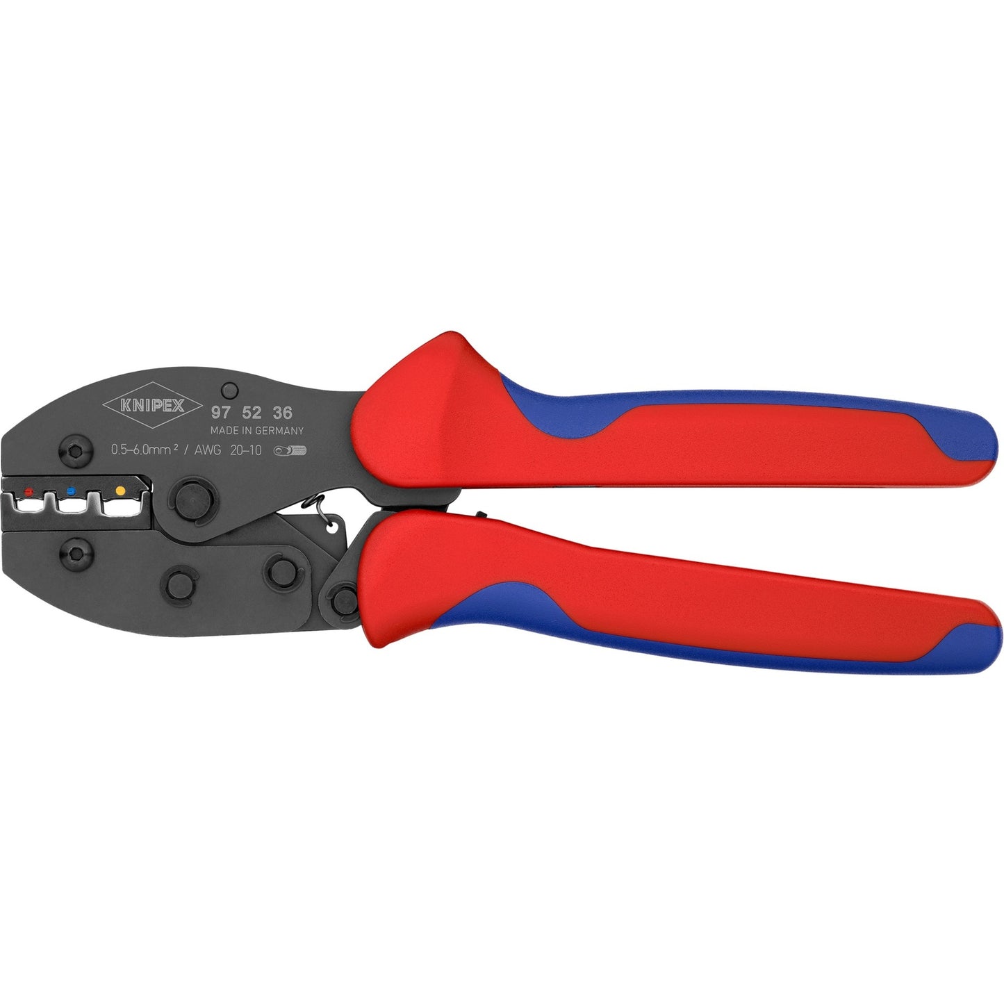 Knipex preciforce 97 52 36 sb krimptang (rood blauw, strippen, krimpen 0.5 - 6.0mm²)