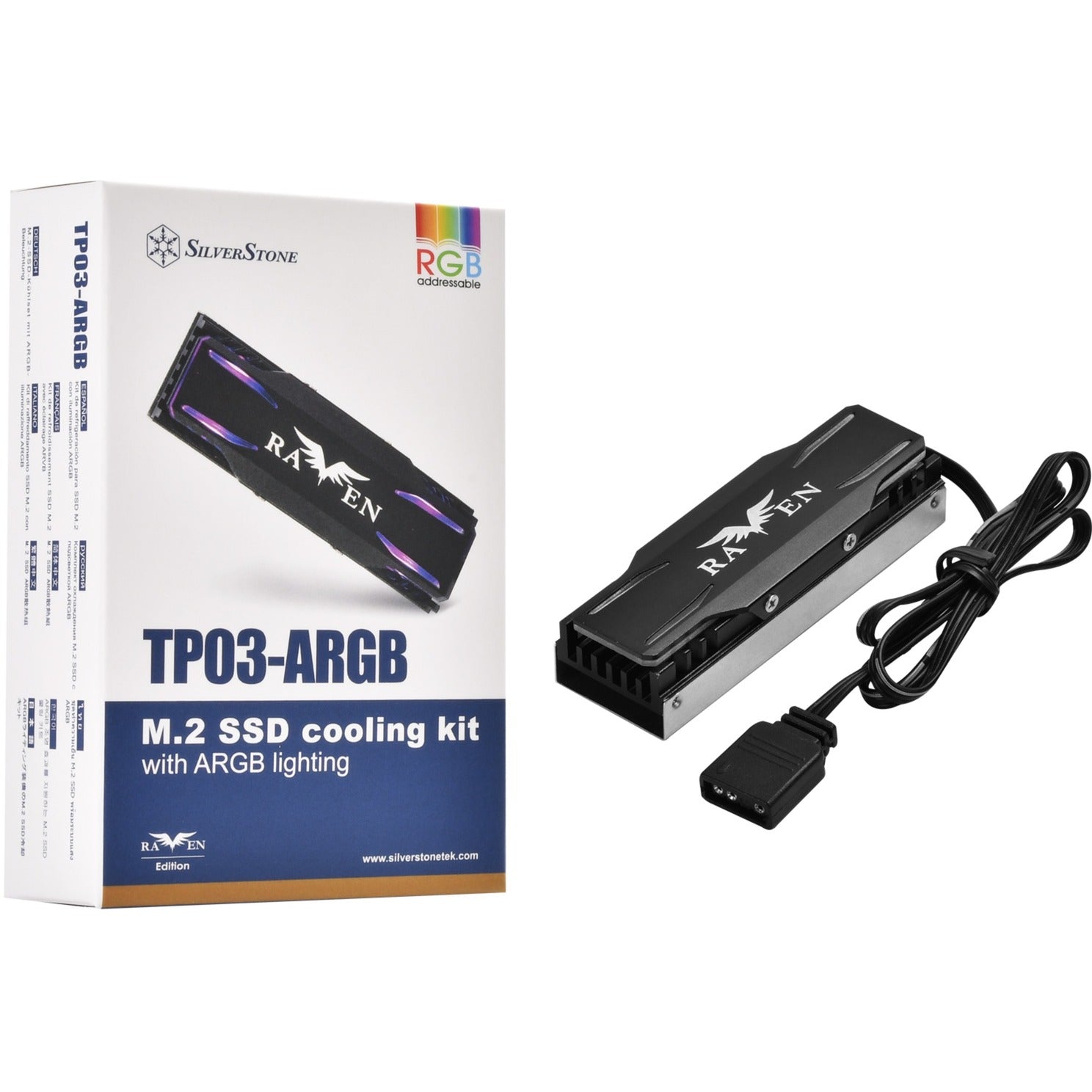 Silverstone tp03-argb heatsink (zwart, geschikt voor m.2 2280 ssd)