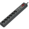 Brennenstuhl secure-tec 19.500a stekkerdoos met overspanningsbeveiliging, akoestisch 6-voudig antraciet 3m h05vv-f 3g1,5